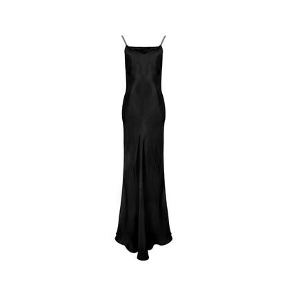 TUYUE  dragon fruit color diagonal satin slim dress - MYLEY.