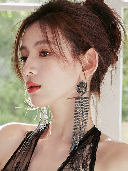 DOLLY Elegant Rhinestone Diamond Tassel Chic Earrings-ABIGAIL