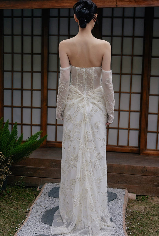 GOUDIN floral long bridal evening dress-NINA.