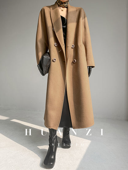 Huanzi high-end double-sided cashmere wool tweed blazer  coat - Vellor