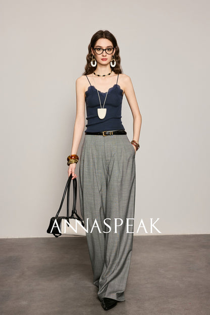 ANNASPEAK  Red wool trousers and wide-leg pants-LATAN.