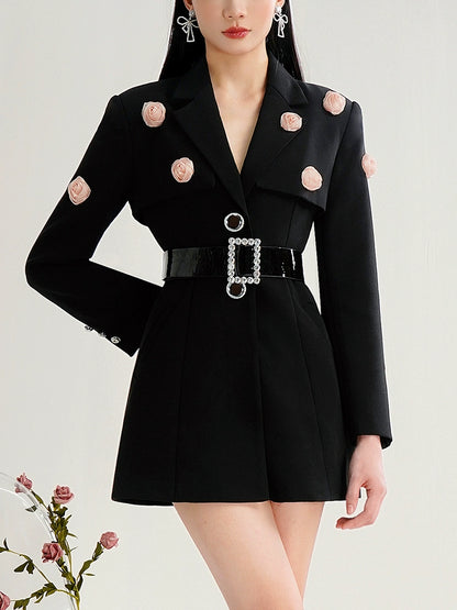 CHECOCRE Cute Stubble Commuting Cool Temperament Black Suit Dress - LUKE