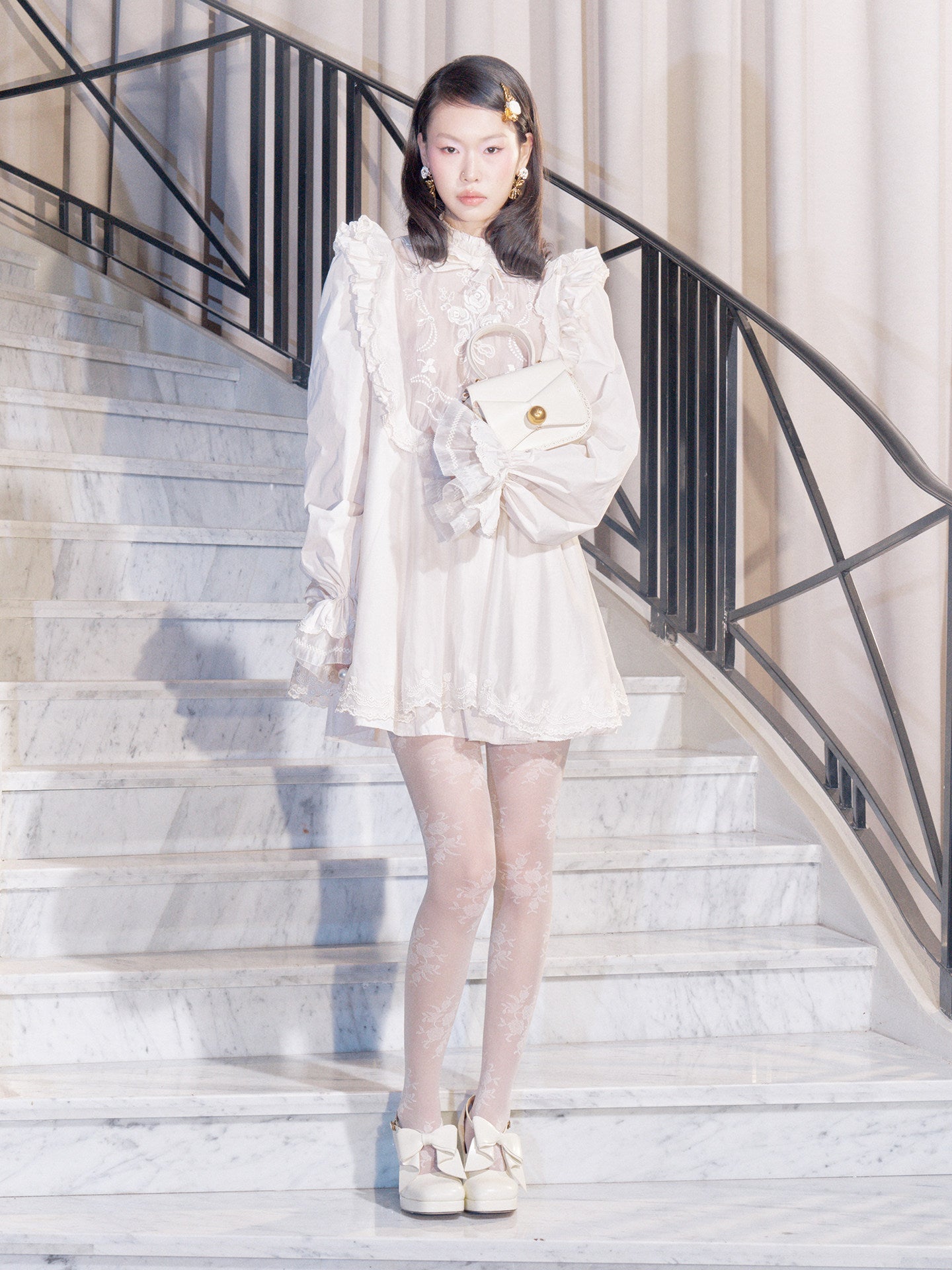 FAME Ruffled Rose Embroidered Dress - GERRIT