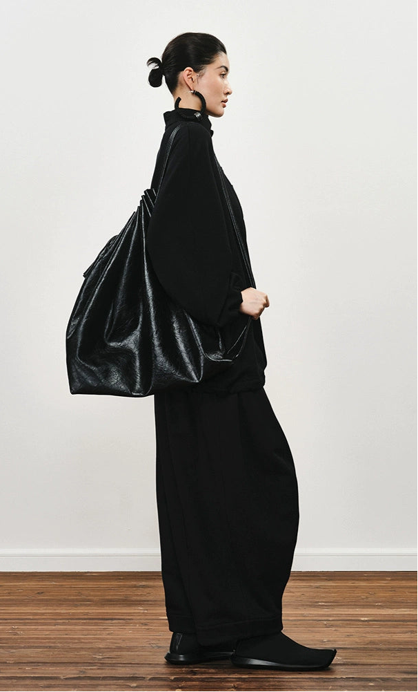 ZHUCHONGYUN Winter Black Loose Straight Cotton Trousers--EMIYA.