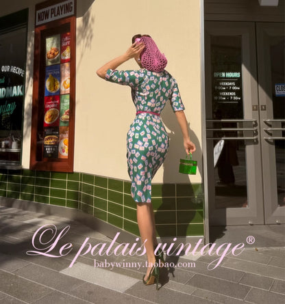 le palais vintage Hong Kong pink , green silhouette A-line jacket-SHEA.