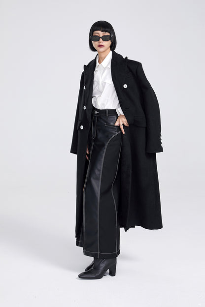TINY IN Maxi double-breasted women's wool coat jacket - INO