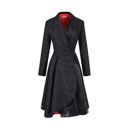 Le Palais Vintage  Lace Dark Pattern Waist Black Slim Skirt Coat-CHASE