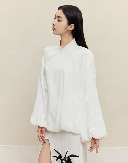 HECO Jacquard Stand-Collar Shirt Top Women - hand.