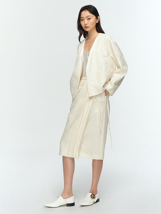 COMME MOI Lu Yan designer's new women's high-intelligence silk wool jacquard spliced suit - BREAT.