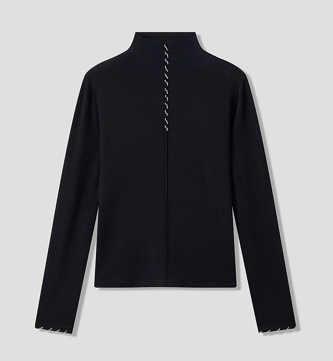 COMME MOI Lu Yan designer's new studded bead long-sleeved wool knitted sweater- REX.