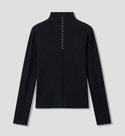 COMME MOI Lu Yan designer's new studded bead long-sleeved wool knitted sweater- REX.