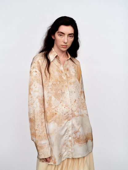 SERRER Marble print design loose-winded long-sleeved shirt - LUCAS.