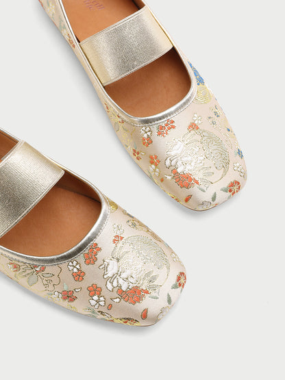 pjjuu Mary Jane new flat embroidered Chinese style shoes - CAUGHT