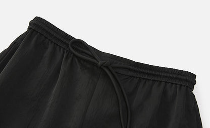ZHUCHONGYUN fiber satin adjustable drawstring black trousers-SHAOTOME.