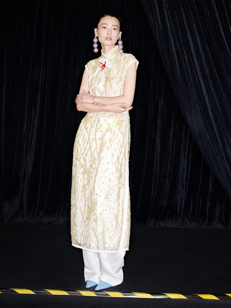 M essential Ma Kai designer brand Jinghui embroidered cheongsam long Dress - SANDRA.