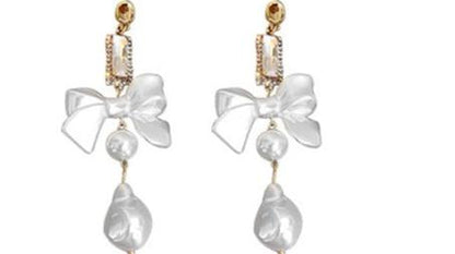 DOLLY Luxury Pretty Retro Style Bow Diamond Tassel Chic Earrings-EDITA