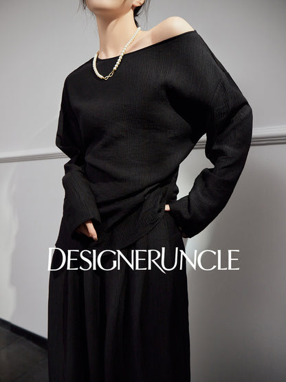 DGU "Night Chanting" black knitted suit women's loose slimming high-end foreign style - COMU.