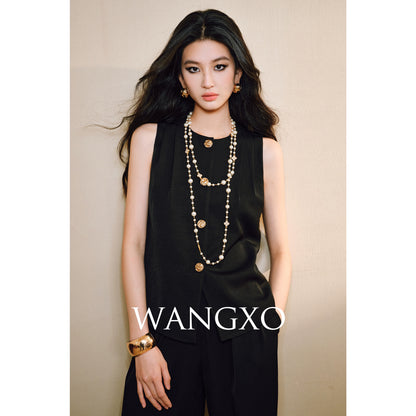 WANGXO | Skin-Friendly Fabric with High-End Metal Buckle Hand-Pinched Layered Urban Suit -NIXI
