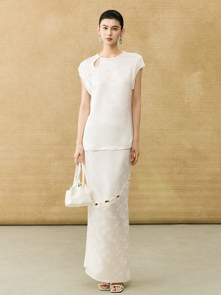 HECO Chinese Acetate Fugui Buckle Short Sleeve T-Shirt - CLOVE.