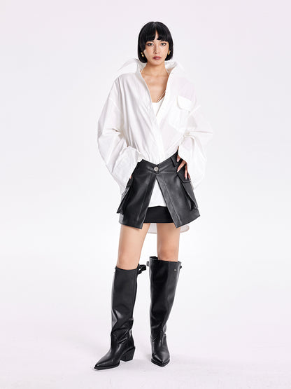 TINY IN high-waisted leather detachable two-piece skirt -SOMT