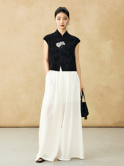 HECO Acetate High Waist Wide-leg Pants - TREY.