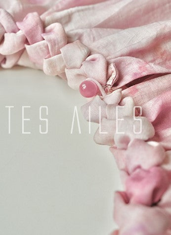 LE VENT&TES AILES Sakura Tencel Smudge Slip Skirt Loose Top Handmade-BECCA