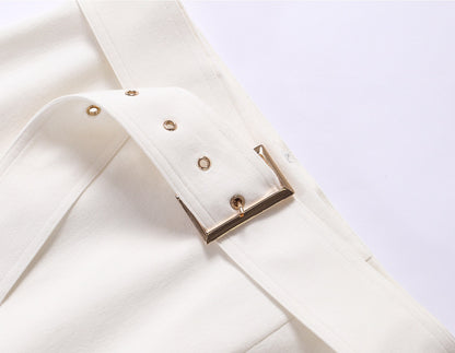 WANGXO | High-Content Premium Cotton Skirt Featuring Metal Loop Belt -RINA