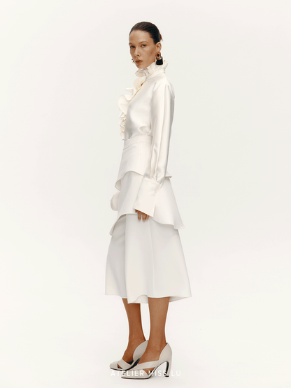ATELIER MISS LU Court Wind Pleated Design Shirt Top - SUTH