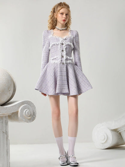 CHECOCRE Stubble Temperament Elegant Style Purple Short Dress - KEYLITH