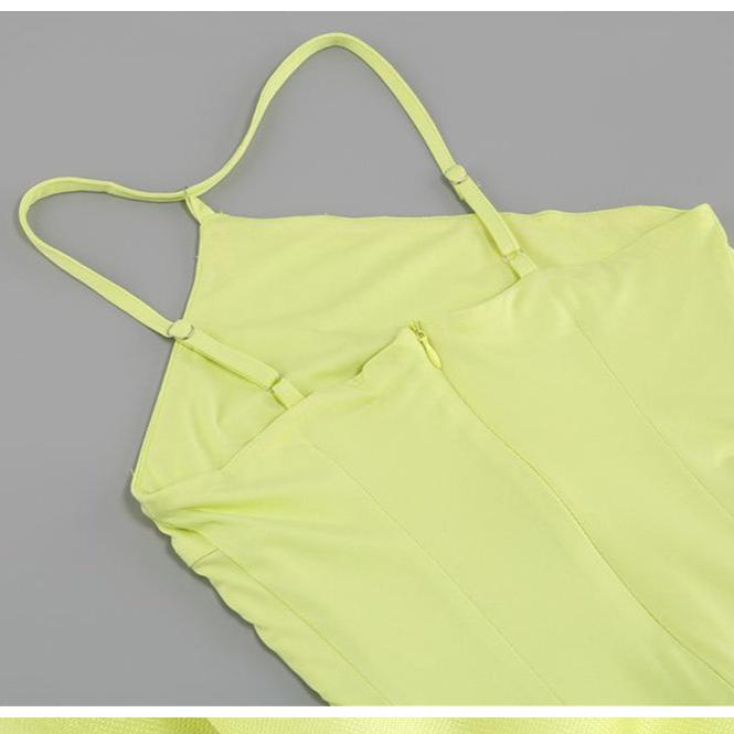 DOLLY High End Slant Collar Sleeveless Slim Fit Halter Feather Banquet Dress-ELLEN