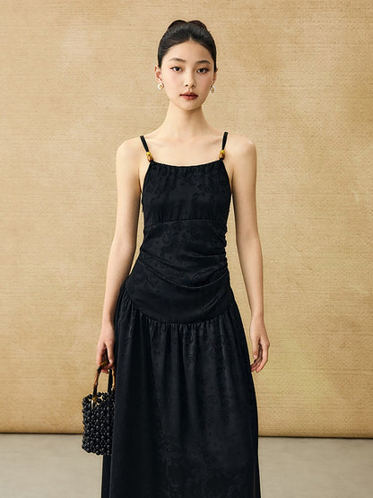 HECO Chinese Jacquard Halterneck Slip Dress  - KNO .