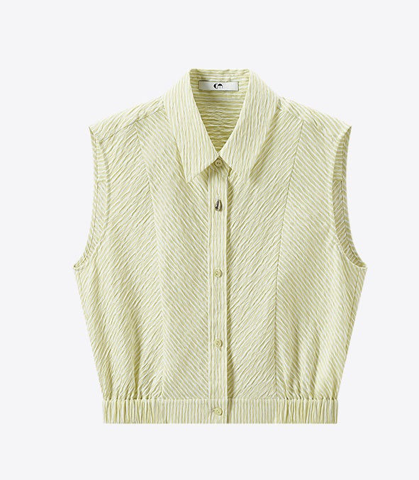 COMME MOI  sleeveless striped short shirt - TIMOTHY.