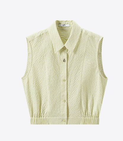 COMME MOI  sleeveless striped short shirt - TIMOTHY.