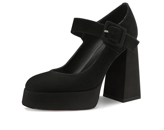 PJJUU Lolita Platform Straight Strap square High Heels Maryjanes - NELO