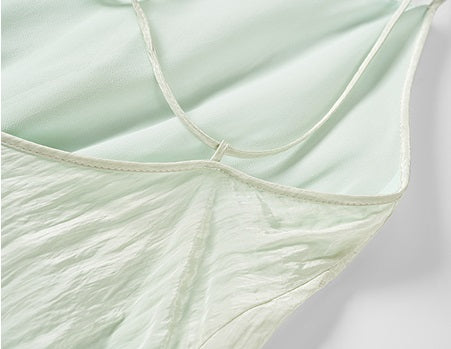 COMME MOI  crinkled lace-up bud midi sleeveless slip dress - PETER.