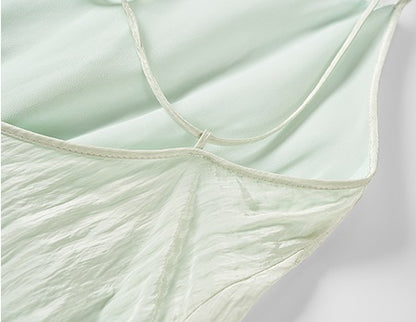 COMME MOI  crinkled lace-up bud midi sleeveless slip dress - PETER.