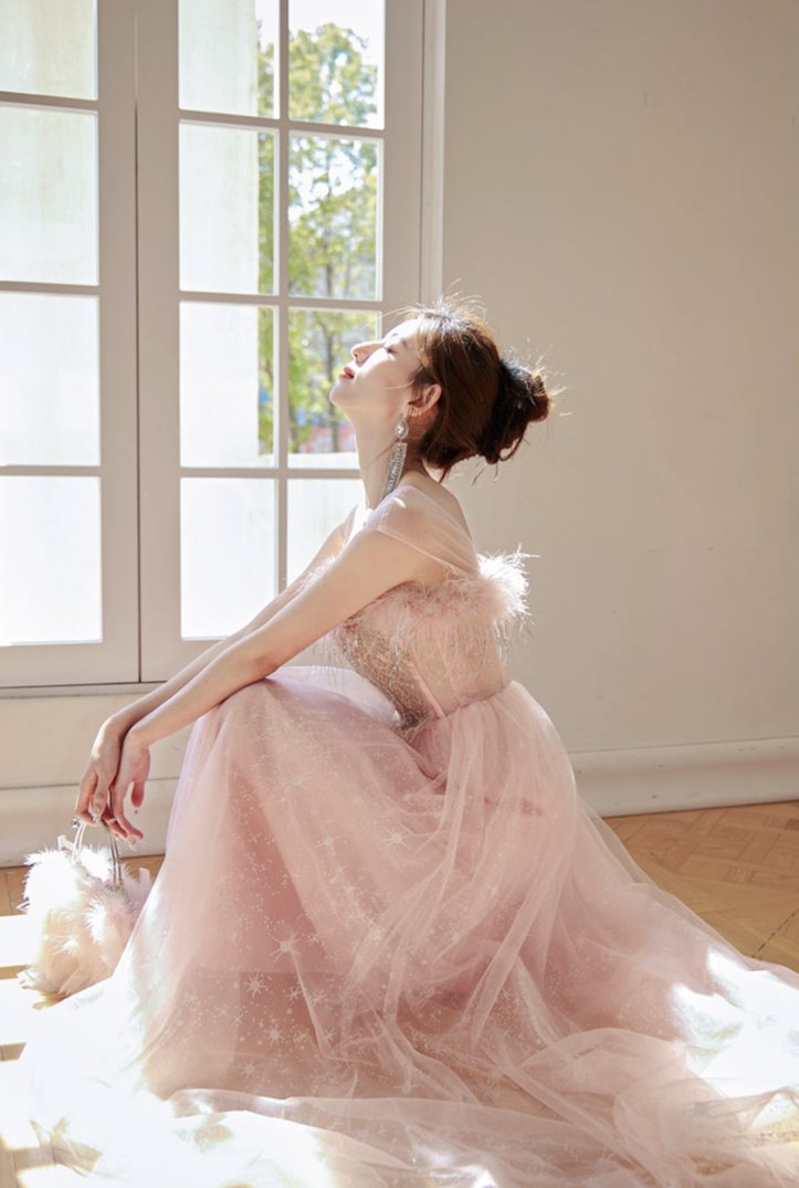 DOLLY Elegant Off Shoulder Sleeveless Embroidery Long Tutu Dress-IMOGEN