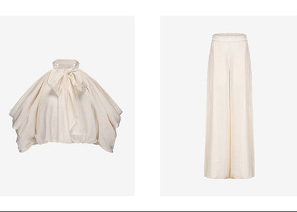 ATELIER MISS LU Draped Off-the-Shoulder Streamers Acetate Top - ATTERY