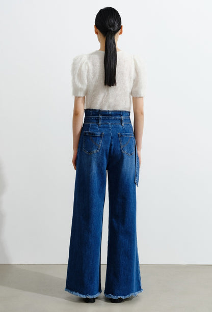 COMME MOI Lu Yan designer women's fashion stretch high-waisted wide-leg jeans - RILEY.