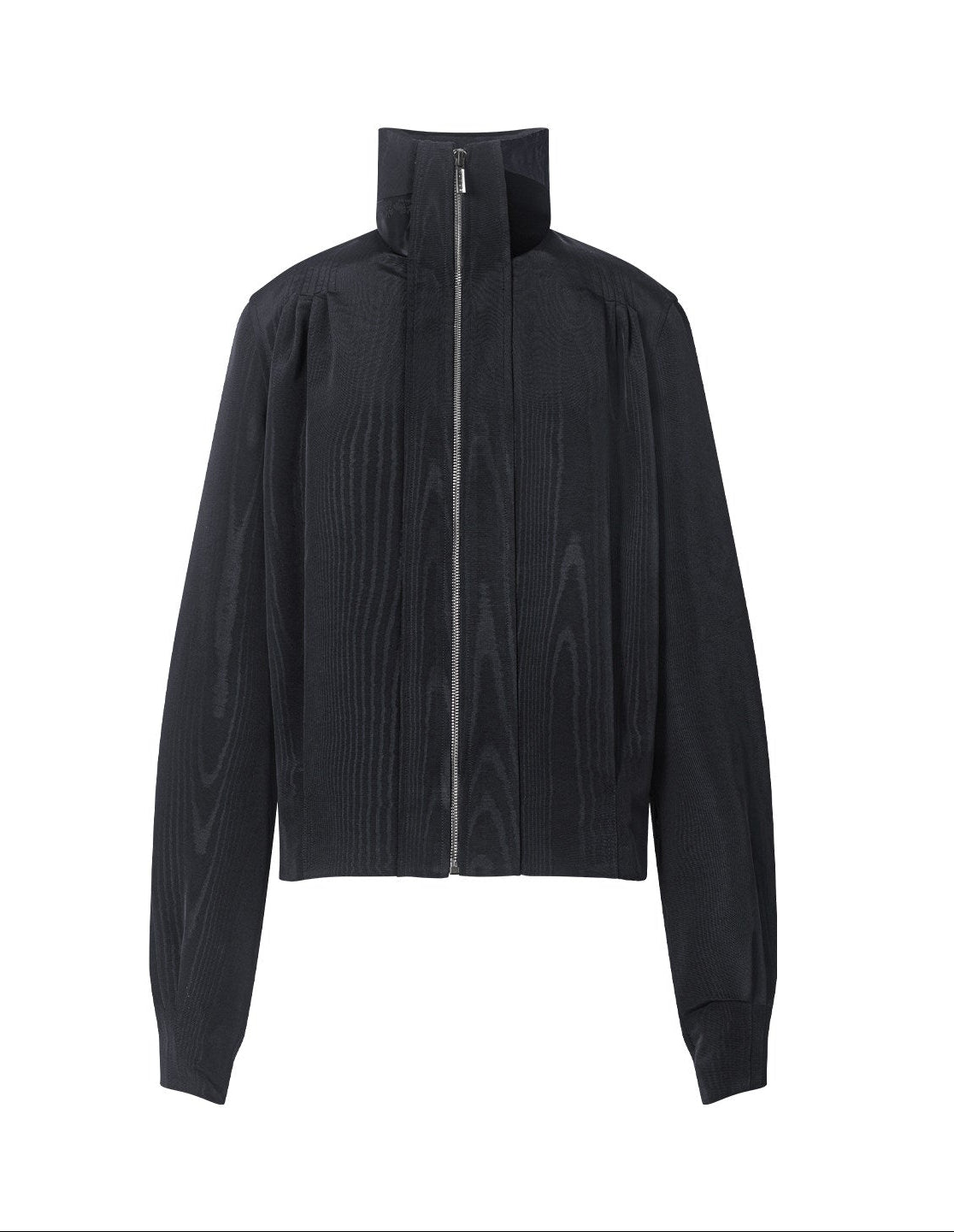 TUYUE Stand Collar Zipper Cropped Silhouette Jacket - HELEN.