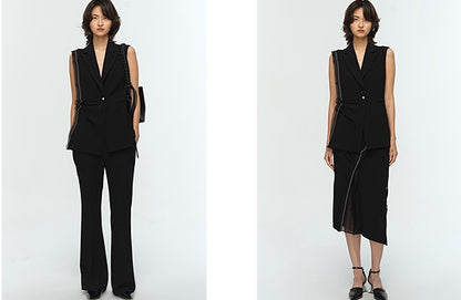 COMME MOI Lu Yan designer's new women's acetate lapel sleeveless slim suit - BROKEN.