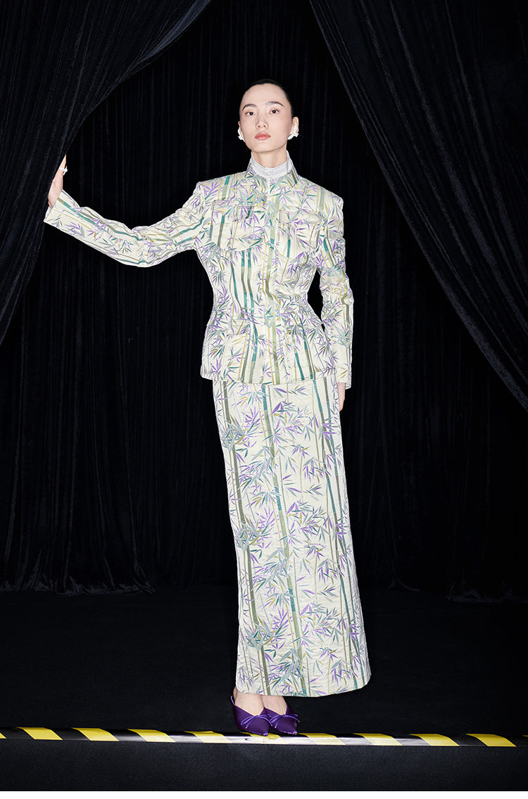 M essential Mackay designer jacquard tunic jacket pencil skirt suit set - Qizhu