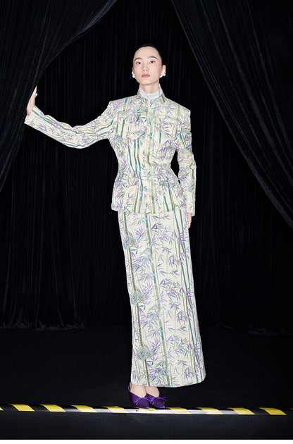 M essential Mackay designer jacquard tunic jacket pencil skirt suit set - Qizhu