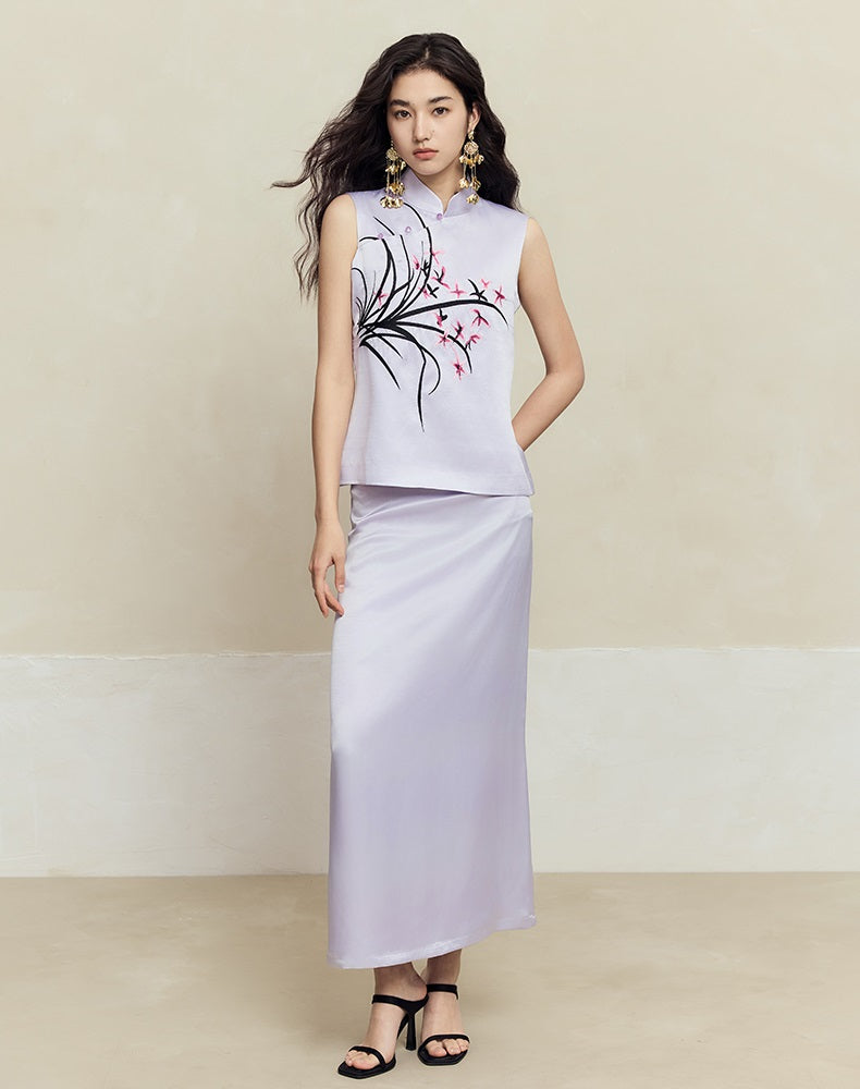 HECO High-waisted purple black white back slit skirt Hip Girl - spirit.