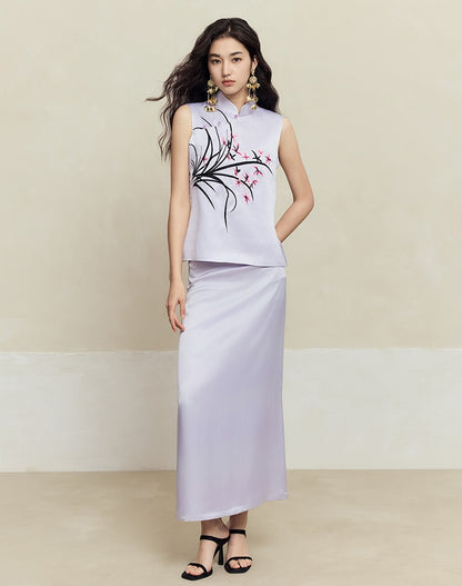 HECO High-waisted purple black white back slit skirt Hip Girl - spirit.