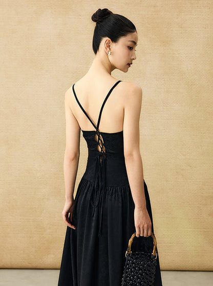 HECO Chinese Jacquard Halterneck Slip Dress  - KNO .