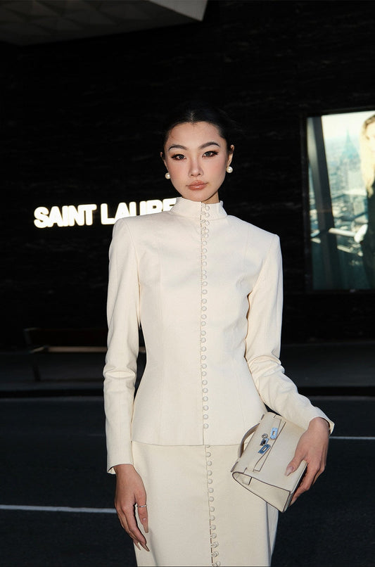 MEI SANGUAN single-breasted new Chinese jacket skirt set - ALVAN