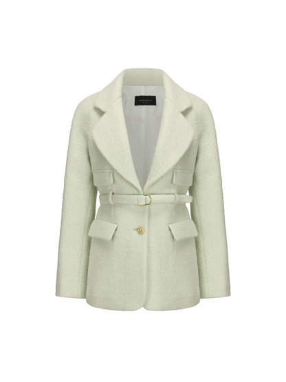 ATELIER MISS LU Lapel Shape Sheep Wool Blazer Coat - MENDEL.