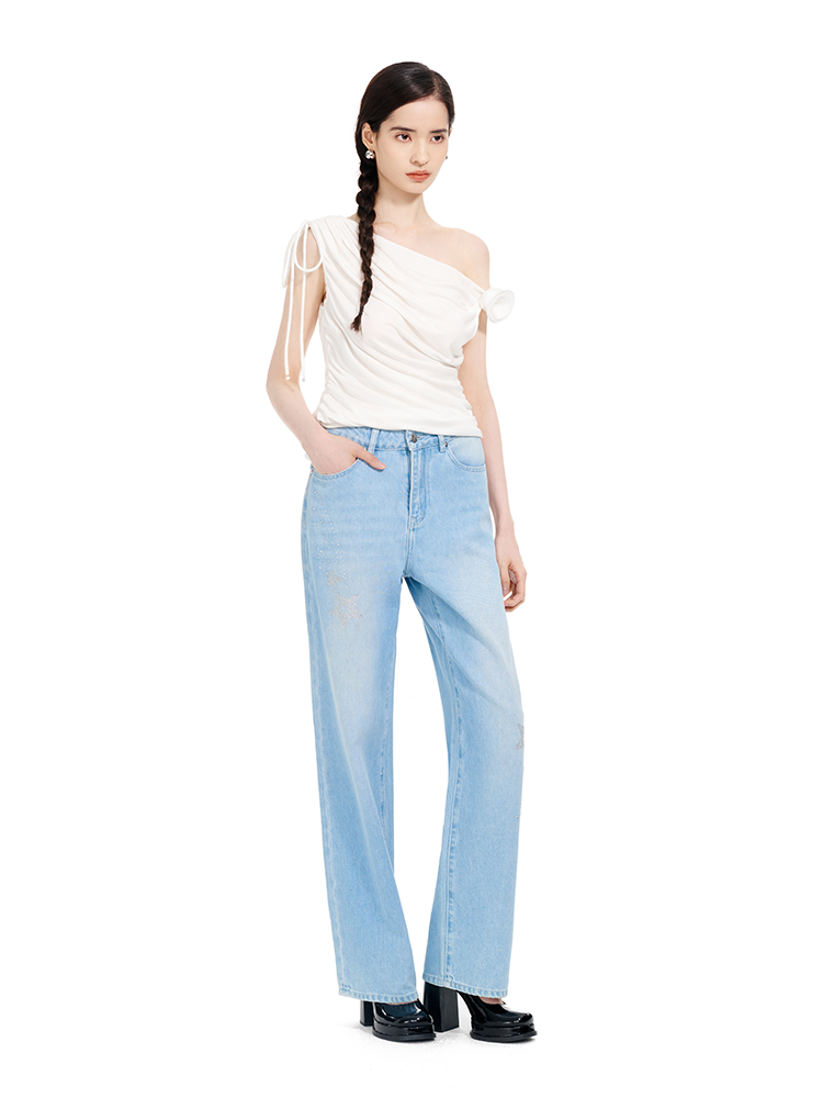 YES BY YESIR | Ye Qians Marilyn-Inspired Hot Diamond Embellished Jeans -TALLISSA.