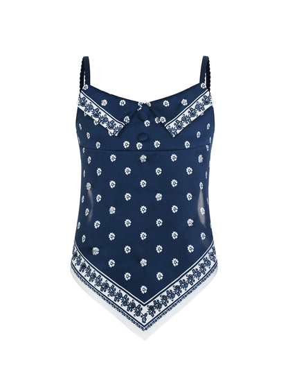 FAME Beaded Printed Scarf Deconstructed Camisole Top